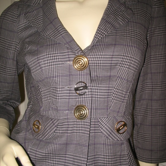 Vintage Y2K Candies Plaid Blazer Jacket Preppy Academia Clueless Corpcore Office - Picture 5 of 8